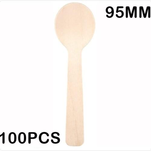 Promotion - Party Wedding Supplies 95mm Disposable Tableware Wood Coffee Tea Stirrer/Ice Cream Spoon, 100/Pack