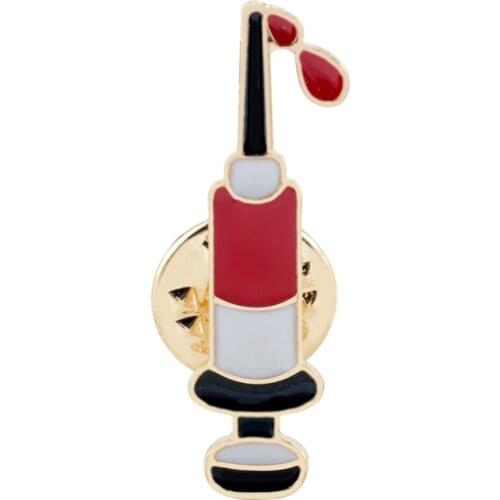 Vivid Syringe Enamel Brooch Pins Zircon Water Drop Women Doctor Nurse Work Banquet Medical Jewelry Brooch Badge