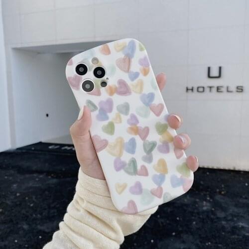 Retro sweet Love Heart balloons art Japanese Phone Case For iPhone 12 11 Pro Max Xs Max XR X 7 8 Plus 7Plus case Cute Soft Cover