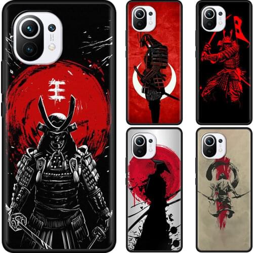 The samurai Japan Black Cover for Xiaomi Mi Poco X3 NFC M3 F1 10T 9T Pro Note 10 A2 8 11 Lite 5G TPU Cell Phone Case Coque