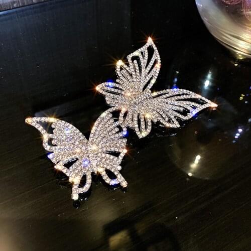 FYUAN Two Butterfly Rhinestone Brooch for Women Geometric Crystal Statement Jewelry Accessories