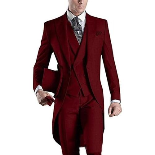 Custom Design White/Black/Grey/Light Grey/Purple/Burgundy/Blue Tailcoat Men Party Groomsmen Suits in Wedding Tuxedos(Jacket+Pant
