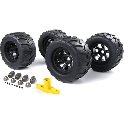 FG Big Foot Wheels and Tires with Alloy Adpters and Wheel Wrench Fit for 1/5 FG ROFUN ROVAN Truck RC CAR PARTS Size: 220x100mm