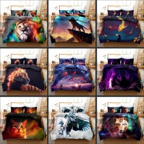 Lion Fish Bedding Set Animals Luxury 3D Print Bed Linen Modern Art Microfiber Duvet Cover Set 2/3 piece Single Double Size Cover