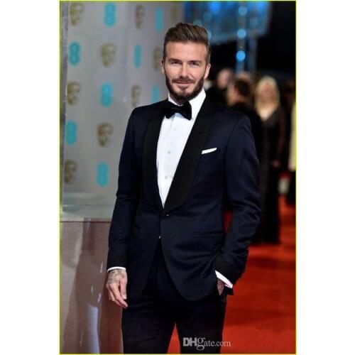 Handsome Black One Button Mens Prom Suits Shawl Lapel Wedding Suits For Men Tuxedos Two Pieces Blazers Jacket + Pants +Bow Tie