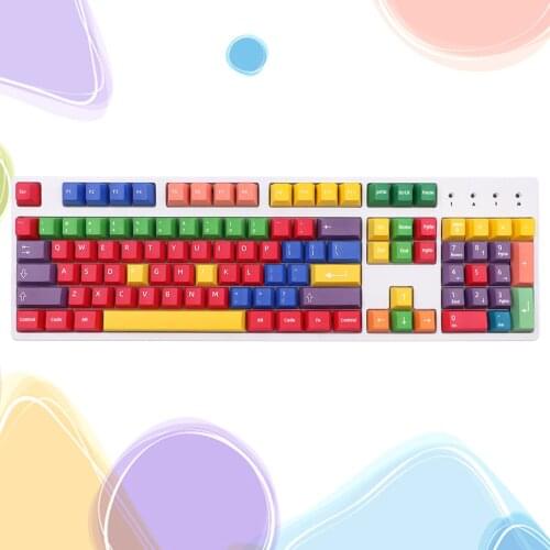 112-Key Rainbow Keycaps Double Shot Switches DIY Keyboard Accessories for Cherry MX 61 64 68 72 87 Keys Mechanical Keyboards