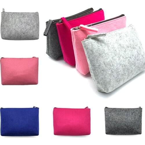 Fashion Universal Pure Color Carrying Case Digital Storage Bag Portable Felt Fiber Travel Pouch Cable Power Bank Hard Disk Bag