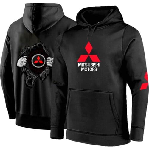 2021 New Autumn Mens Mitsubishi Car Logo Zip Up Hoody Jacket Sweatshirt Hooded Zipper Top Outerwear High street Zipper Hoodie