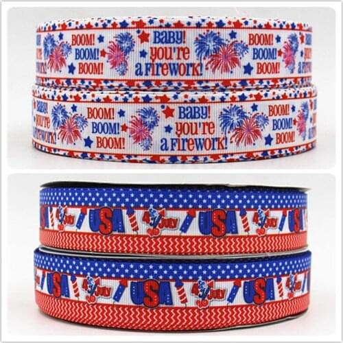 Q&N ribbon wholesale/OEM 1inch 25mm July 4th USA national day print grosgrain ribbon 50yds/roll free shipping for hair bow