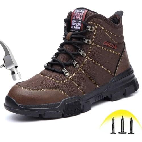 Steel Toe Work Boots Winter Outdoor Warm Man High top Anti-smashing Anti-piercing Protection Footwear Mens Safety Working Shoes