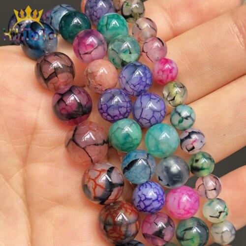 Multicolor Dragon Vein Agates Loose Spacer Beads For Jewelry Making DIY 6 8 10mm Smooth Round Beads Bracelet Accessories 15