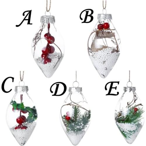 Christmas Tree Drop Ornaments Plastic Ball Transparent Hanging Xmas Pendant Ball Home Christmas Decorations