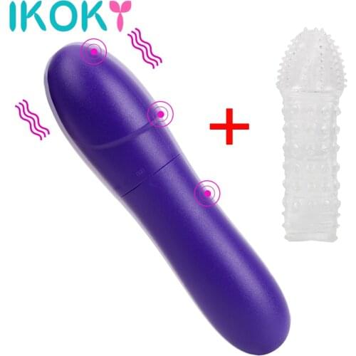 IKOKY Dildo Vibrator with Penis Sleeve Vaginal Massage G-spot Massage Female Masturbation Sex Toys for Women Clitoris Stimulator