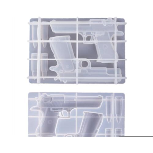 Pistol Shape Epoxy Resin Silicone Mold for DIY 3D Gun Toy Pastry Epoxy Resin Moulds DIY Jewelry Making