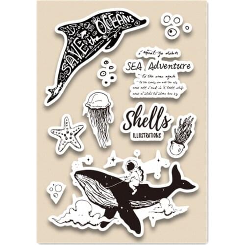 20Pcs11*16CM Dolphin Whale Transparent Clear Stamp Silicone Stamp/Seal DIY Scrapbooking/Photo Album Stamp Sheets Bulk Deals