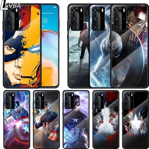 Marvel Avengers Captain America Super Hero For Huawei P Smart 2021 Z P40 P30 P20 P10 Lite Pro Plus 5G Tempered Glass Phone Case