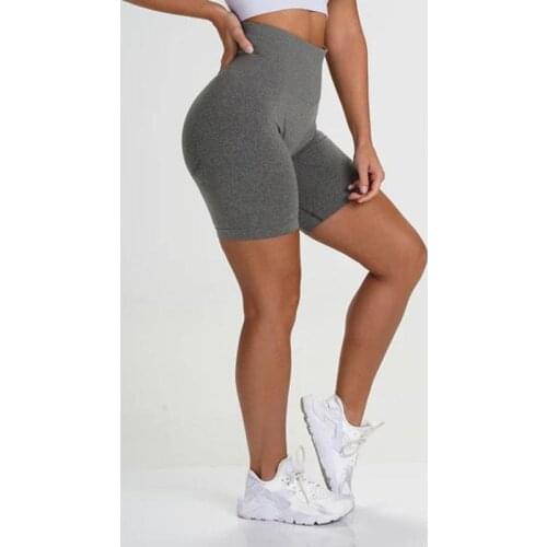 SVOKOR High Waist Shorts Women Sexy Biker Shorts Seamless Five Points Push Up Workout Shorts Solid Striped