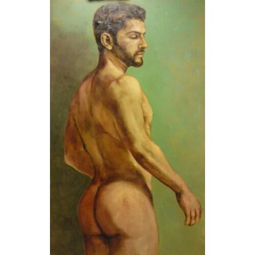 HIGH QUALITY PORTRAIT OIL PAINTING ON CANVAS NUDE MALE" 24"X36"