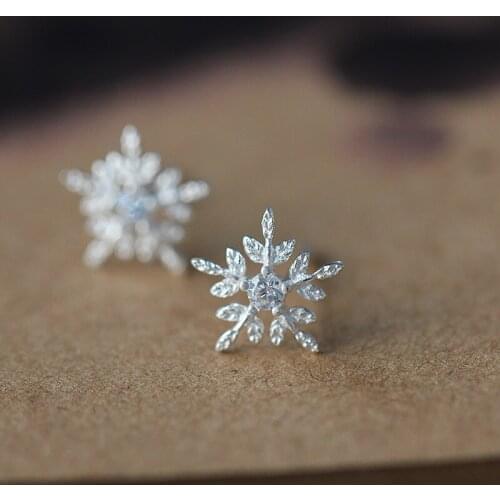 925 Sterling Silver Prevent Allergy Crystal Flower Stud Earrings for Women Bridal Wedding Earrings Jewelry Accessories