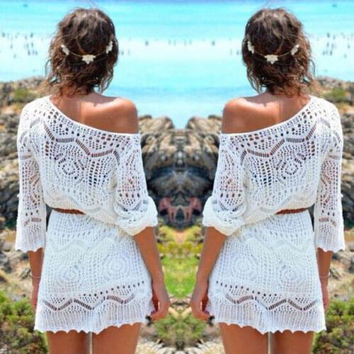Women Lace Crochet Bikini Cover Ups Swimwear Bathing Suit Fashion Summer Swimwear Sexy Beach Dress Beachwear No Belt