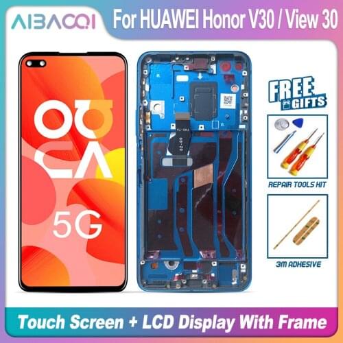 AiBaoQi Brand New Touch Screen LCD Display+Frame+Power Cable Assembly Replacement For HUAWEI Honor V30/View 30 STK-LX1