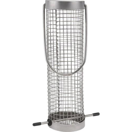 1Pc Stainless Bird Feeder Outdoor Hanging Feeding Cage Bird Feeding Tool Silver