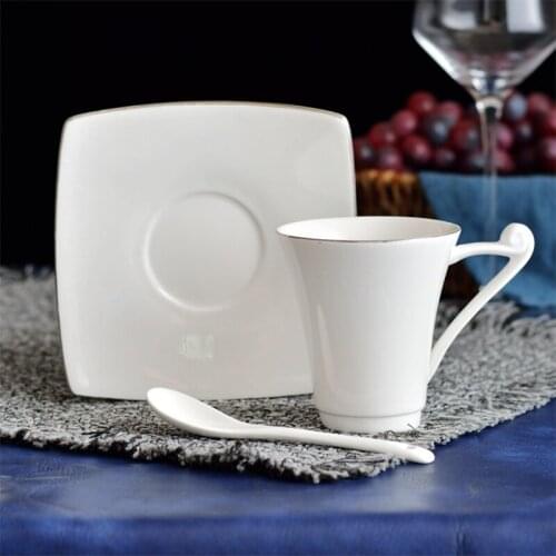 180ml Silver Side Ceramic Coffee Cup Hotel Restaurant Commercial Home Ceramic Coffee Cup and Plate Set