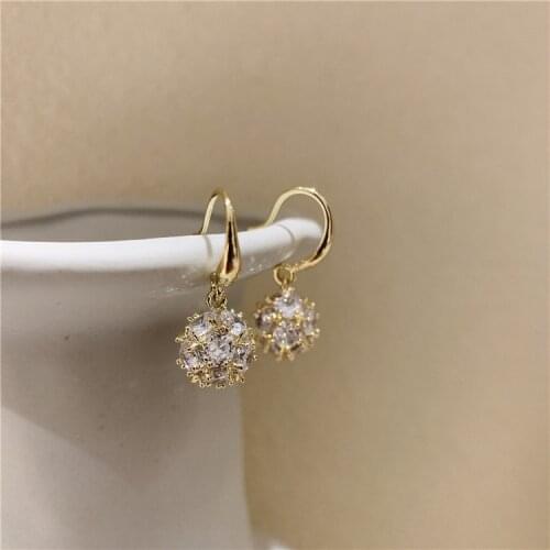 2021 New Arrival 14K Gold Plated Beads Stud Earrings For Women Luxury Jewelry Zircon Earrings