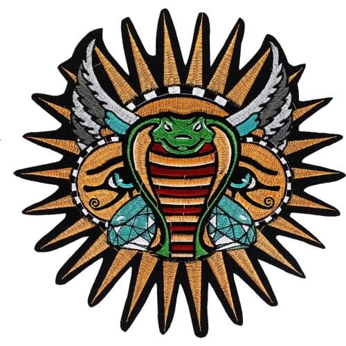 Fashion Sun Snake Patches Iron on Backpatch for Jacket Biker Back Badge Embroidery Applique 5 pieces