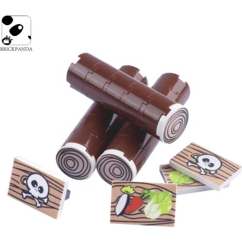 6pcs Military Skeleton City Food Vegetable Pizza Building Blocks Mini Brick Minifigs Printed Parts 2X3 Tile Children Toy Gift