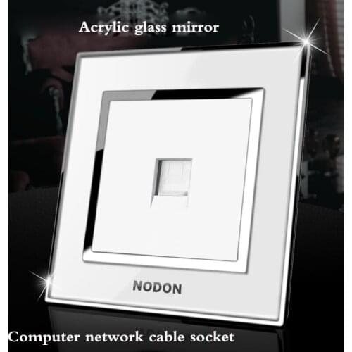 Acrylic glass mirror switch broadband network socket panel 1Gang computer network cable socket