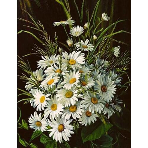 Full Square Round Diamond Embroidery Cross Stitch Daisy 3D Diamond Mosaic Chrysanthemum 5D DIY Diamond Painting Flowers DF365