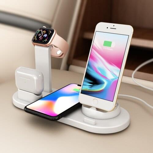 Labobbon 15W Wireless Charger Stand Dock 4 in 1 For Apple Watch 6 5 4 iPhone 12 11 X XS MaxXR 8 Airpods Pro Qi Fast L07