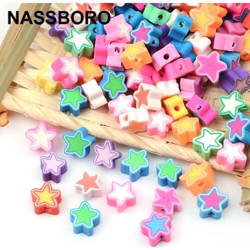 About 10mm Colorful Five-pointed Star Shape Soft Clay Beads for Jewelry Making Bracelet Necklace DIY Loose Bead