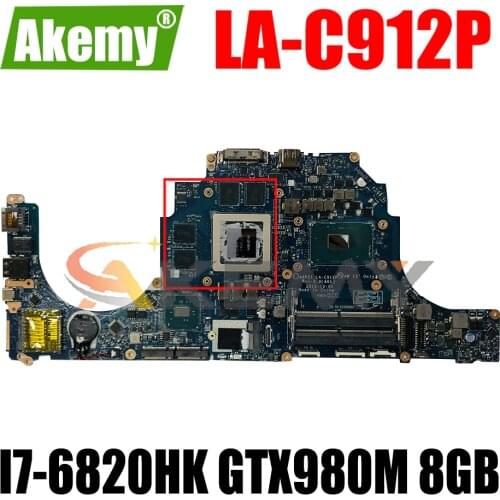 For Dell Alienware 15 R2 17 R3 Laptop motherboard AAP21 LA-C912P MB CN-0YRFN8 0YRFN8 I7-6820HK GTX980M 8GB GPU 100% Fully Tested