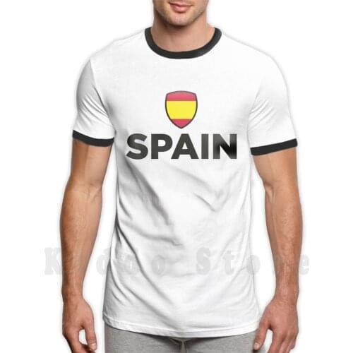 National Flag Of Spain T Shirt Print For Men Cotton New Cool Tee Flag Mallorca Spain Bullfight Vacations Flamenco Football