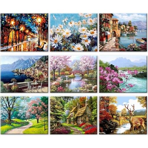 GATYZTORY 40×50CM Landscape DIY Painting By Numbers Picture Colouring Zero Basis HandPainted Oil Painting Unique Gift Home Decor