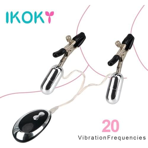 IKOKY Nipple Clamps Clitoral Clip Breast Massage Clitoral Stimulation Nipple Vibrator Sex Toys for Women Couple 20 Frequency