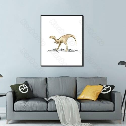 Canvas Painting Poster and Print Hand Drawn Animal Small Dinosaur for Living Rooms Bedroom Nursery Room Gallery Wall Decoration