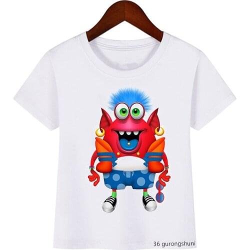 Kawaii McCray Singing Cartoon Print Children Clothing Boys Girls T-shirt Funny Anime T Shirt Cute Kids Tops Summer Boys Clothing