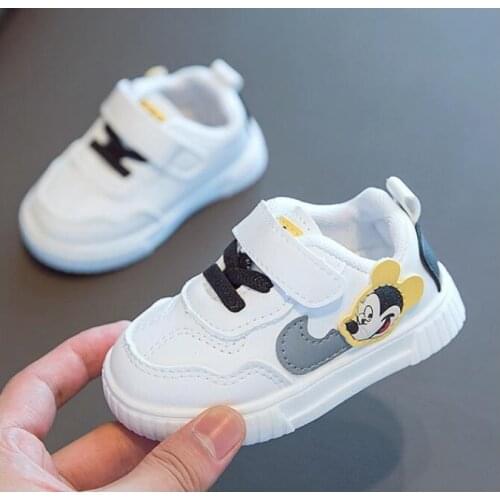 Disney Hot White Mickey Shoes For Baby Boy Girl Brand Children Sneaker Mickey Mouse Kids Fashion Shoes Toddler Walking Shoes