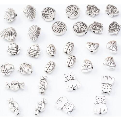 Mixed fashion zinc alloy metal small hole beaded ornament DIY European bracelet jewelry accessories making 7454-7462