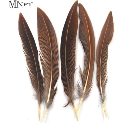 MNFT 10Pcs Natural Brown Black Stripes Feather Nymph Tail Wing Fly Tying Materials