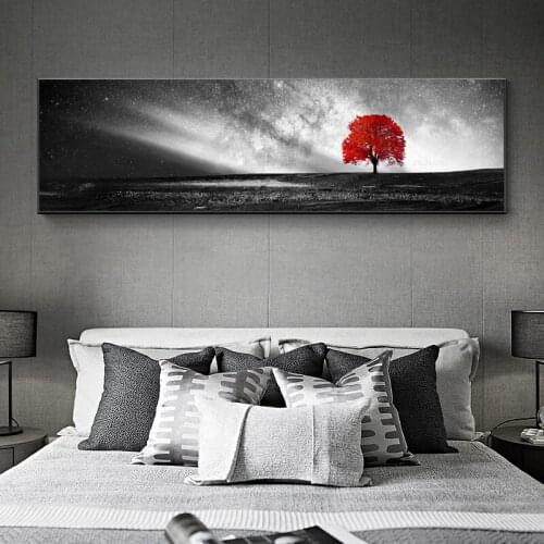 Modular Canvas HD Prints Posters Home Decor Wall Art Pictures 1 Pieces Red Tree Art Scenery Landscape Paintings No Frame