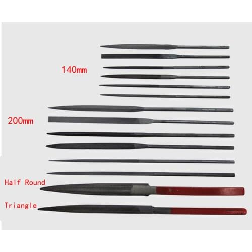 Files Set for Jewelry Repair Tool Half Round/Triangle/Bamboo/Big Slip File/Square/Flat /Round File Red Handle