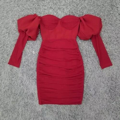 New Fashion Women Designer Red Long Sleeve Dress