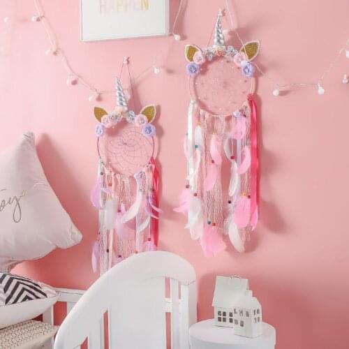Creative new kawaii cute unicorn dream catcher pendant aesthetic room decor bedroom decor room decoration accessories