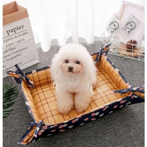Dog Cooling Mat Kennel Double Side Washable Rattan Cushion Sleeping Bed Foldable Pad For Cat Dog Sofa Bed Dog Nest Pet Products