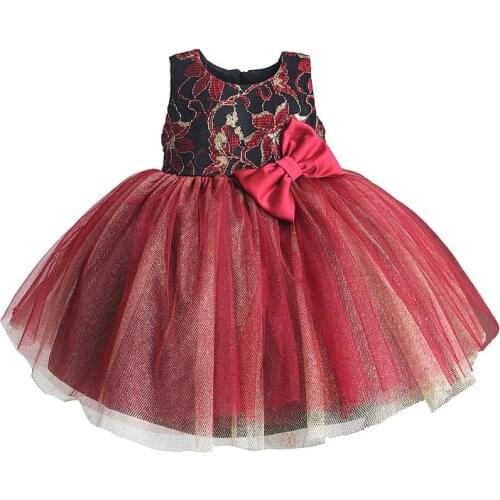 Christmas Flower Vintage Embroidery Baby Girls Dress Tutu Party Elegant Kids Clothing Girls Princess Dress Vestidos 3M-3 Years