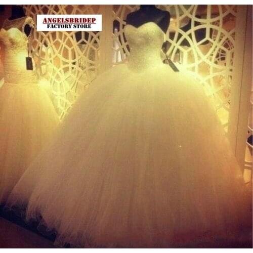 Custom Tulle Ball Gown Wedding Dresses Vestido De Novia Sweetheart Beaded Sequined Bridal Wedding Gowns Robe De Mariage Lace-up